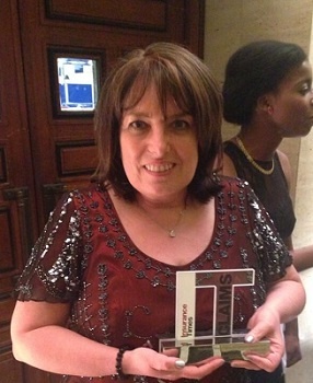 Sue Williams with her award